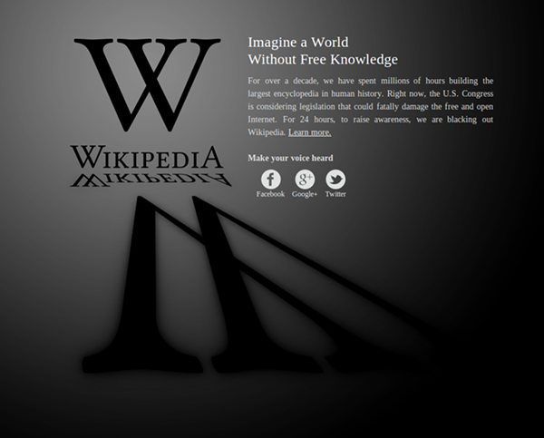 Wikipedia.orgs SOPA protest page