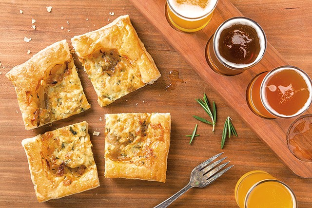Crop Bistro & Brewery's Helles Brook Lager onion tart - COURTESY OF IDLETYME BREWING COMPANY