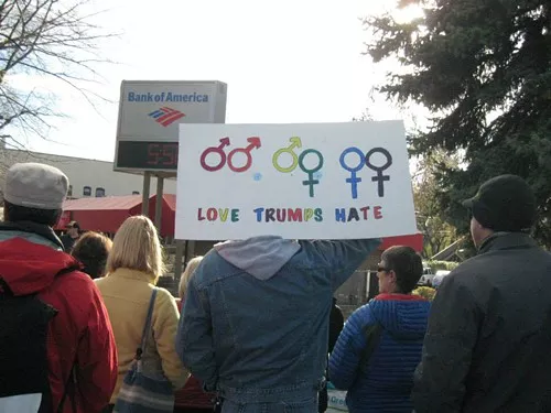 Marriage equality supporters gather for a rally in April.