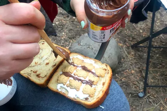 The grid-like pattern for placing ingredients in pie iron S'Mores may help the aesthetically astute have a little fun while making the Next Level S'Mores. - NICOLE VULCAN