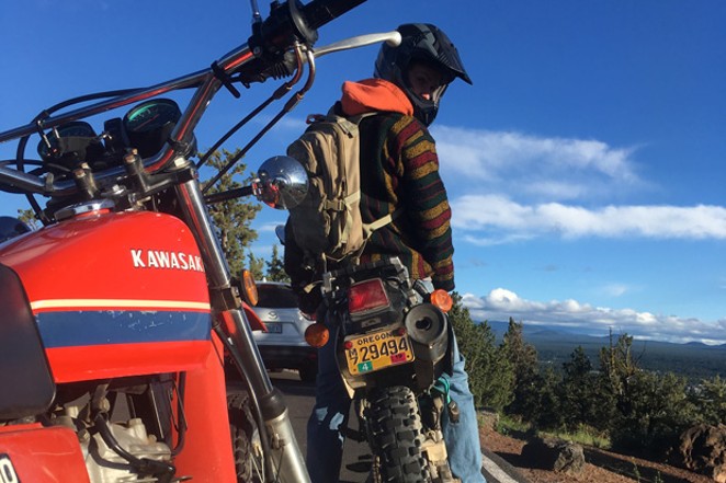A maiden voyage up Pilot Butte on a new/used '95 Kawasaki 650 offers up a great view. - K.M.COLLINS