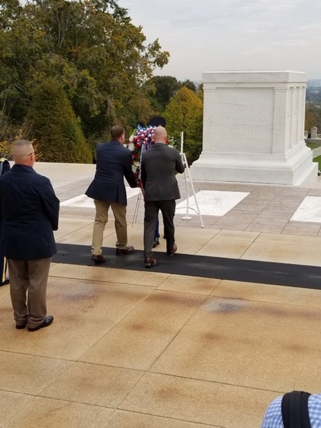 Rizzo lays a wreath at the Tomb of the Unknown Soldier on Oct. 25. - COURTESY JOSH RIZZO