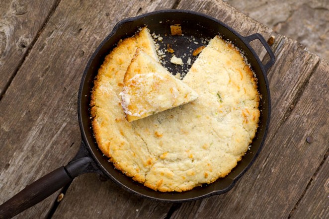 The secret to great cornbread is a very hot cast iron skillet. - TAMBI LANE PHOTOGRAPHY
