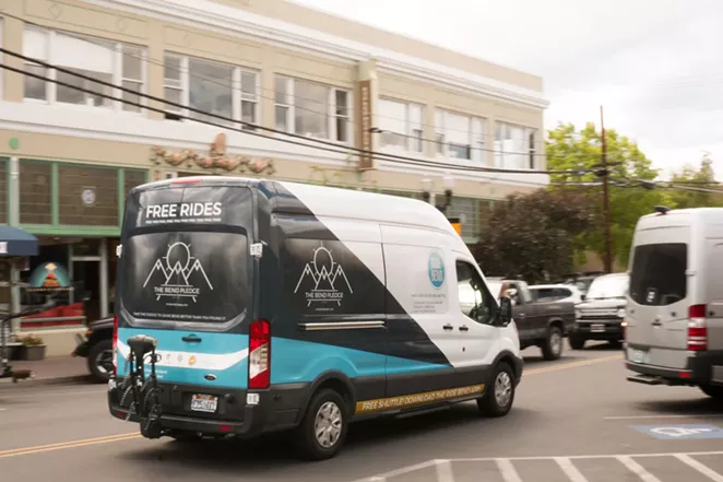 Ride Bend, the on-demand ridesharing service that circles around downtown and to both college campuses, will continue offering free rides through March 30. - BY OREGON STATE UNIVERSITY - CASCADES
