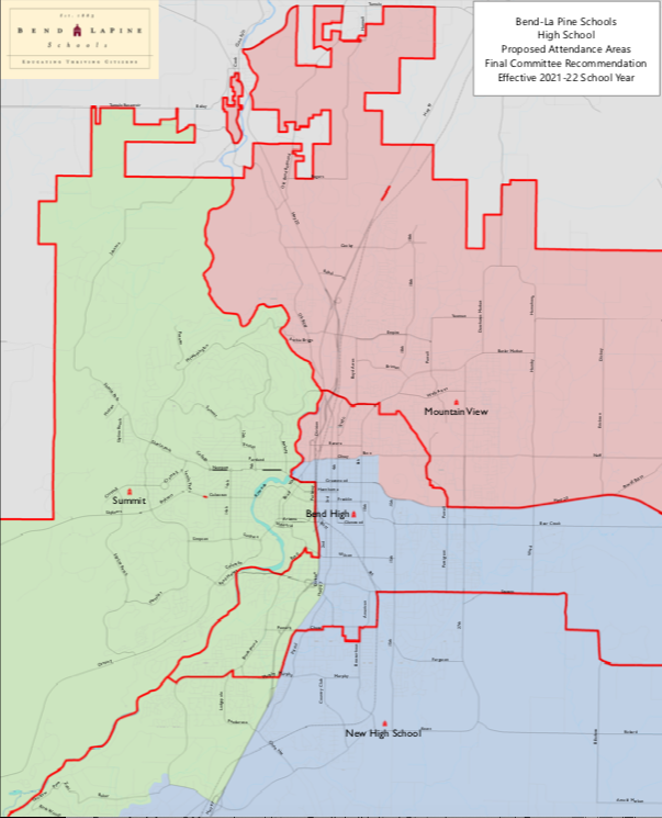 Bend-La Pine Schools High School proposed attendance areas for the 2021 school year. - BEND-LA PINE SCHOOLS