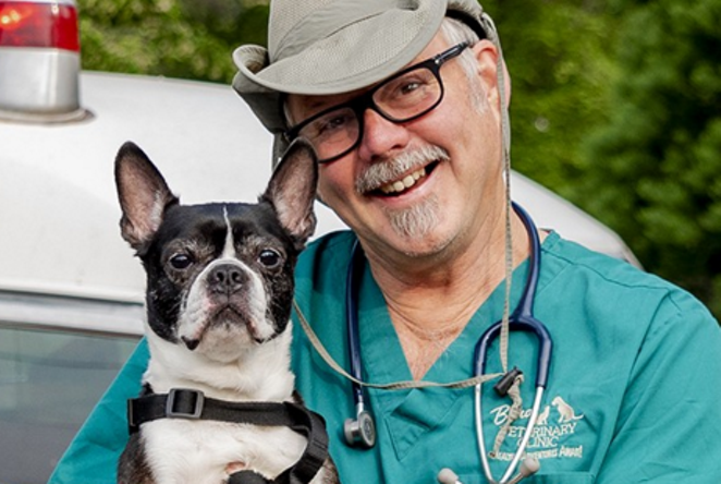 Dr. Byron Maas of Bend Veterinary Clinic, with Spike during our 2018 Best Of issue. - DANIEL ROBBINS