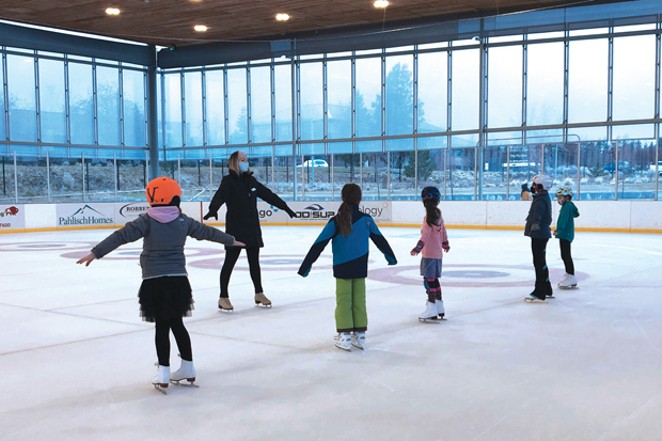 Ice skating lessons at the Pavilion. - COURTESY OF BEND PARKS AND REC