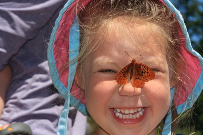A butterfly on the nose always adds fun to outdoor adventures. - DESCHUTES LAND TRUSTDESCHUTES LAND TRUST