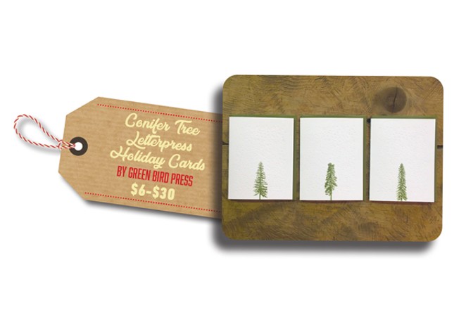 Conifer Tree Letterpress Holiday Cards from Green Bird Press - SOURCE WEEKLY