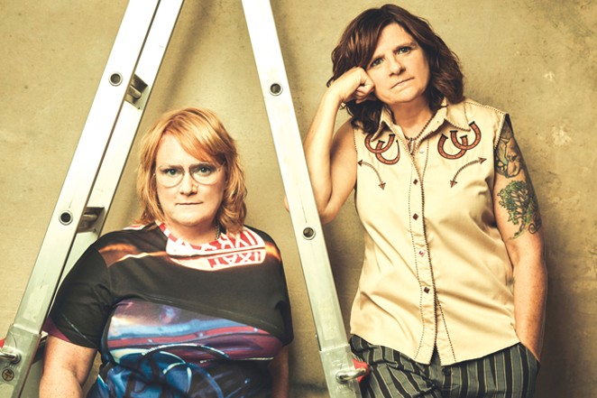 The Indigo Girls &mdash; Emily Saliers, left, and Amy Ray &mdash; playing June 10 with Sarah McLachlan, say they have yet to write any &quot;Pandemic tunes." - COURTESY INDIGO GIRLS