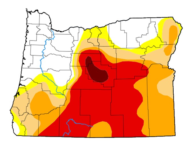 Oregon’s drought conditions improved slightly, but it still looks bleak for much of Central Oregon. - US DROUGHT MONITOR