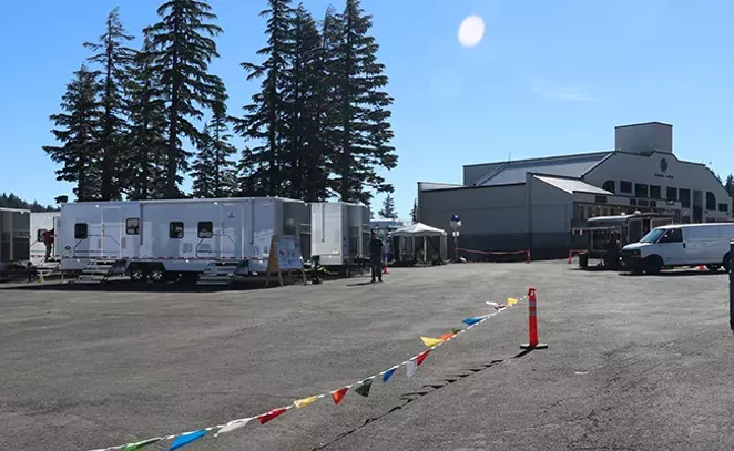 One of three camps firefighters set up to host the nearly 2,000 people battling the Cedar Creek Fire is at Mount Bachelor. - PHOTO BYJACK HARVEL