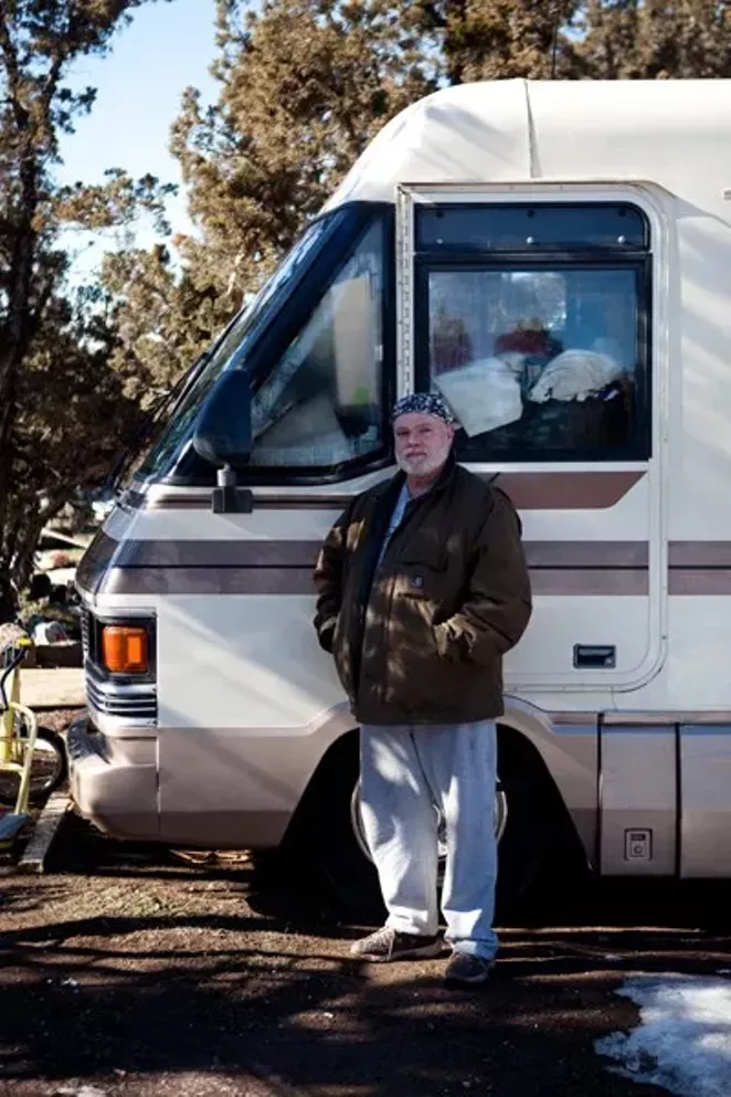 Mitch, 55, has lived on the land that needs to be cleared - JOSHUA LANGLAIS