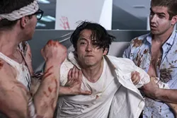 Mayhem” follows Steven Yeun, Glenn from “The Walking Dead.” - RLJE FILMS