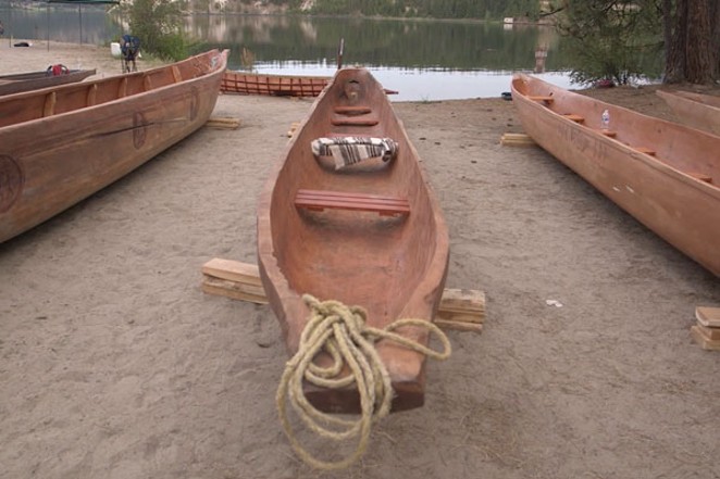 Some of the dugout canoes that made the historical journey to Kettle Falls. - C/O COALITION FOR THE DESCHUTES