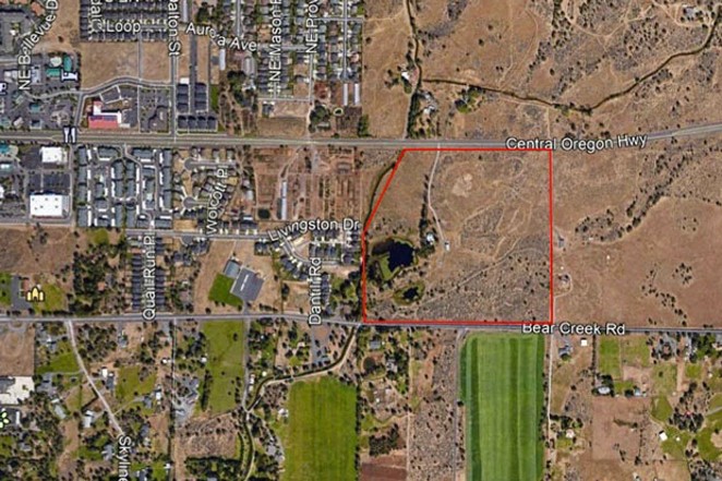 A map of the proposed affordable housing area outside the current UGB in Bend. - CITY OF BEND