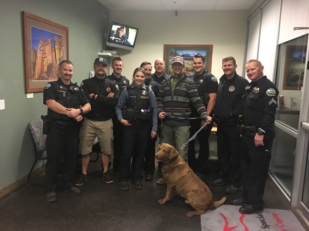 Matthew Torney and his dog "Kido" were reunited Oct. 1. - BEND POLICE DEPARTMENT
