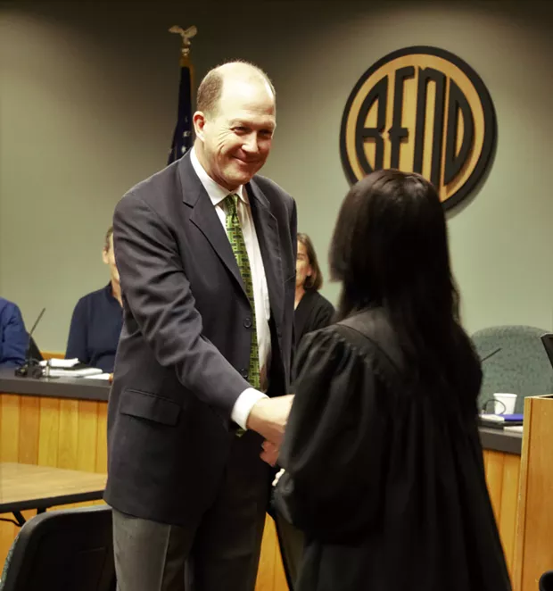 Chris Piper being sworn in to the Bend City Council on Jan. 30. - ANNE AURAND