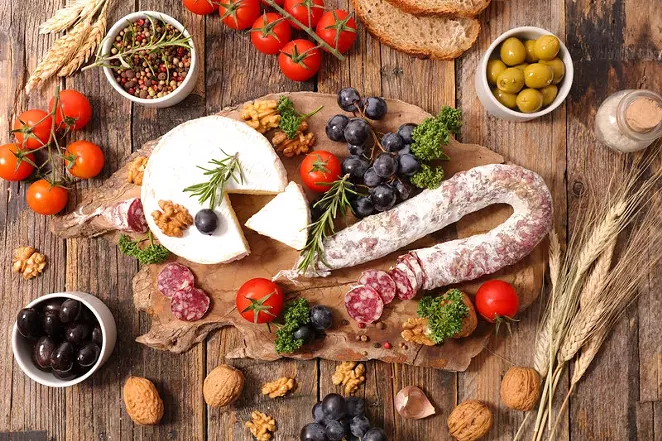 An example of charcuterie and cheese. - CANSTOCKPHOTO.COM