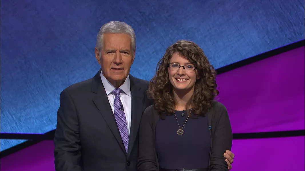 Rachel Lindgren and Alex Trebek with their best game faces. - SUBMITTED