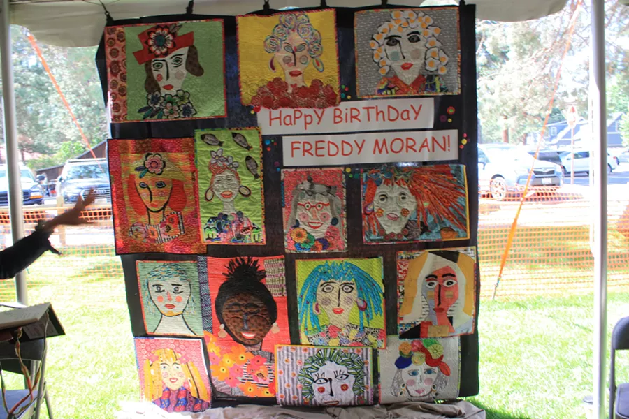 Freddy Moran's Display of Faces; at one point Moran was making as many as one face quilt a day. - TYLER ANDERSON