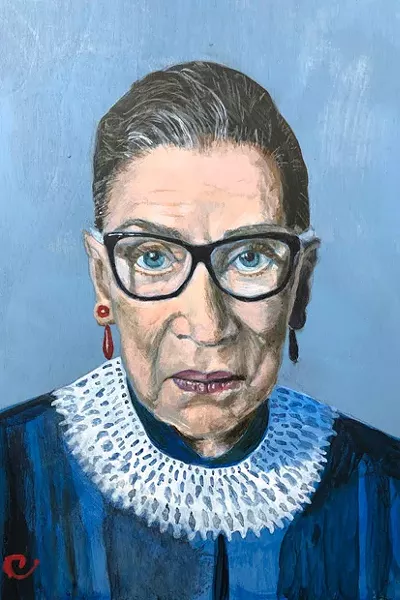 Ruth Bader Ginsburg portrait by local artist Sue Carrington. - SUE CARRINGTON