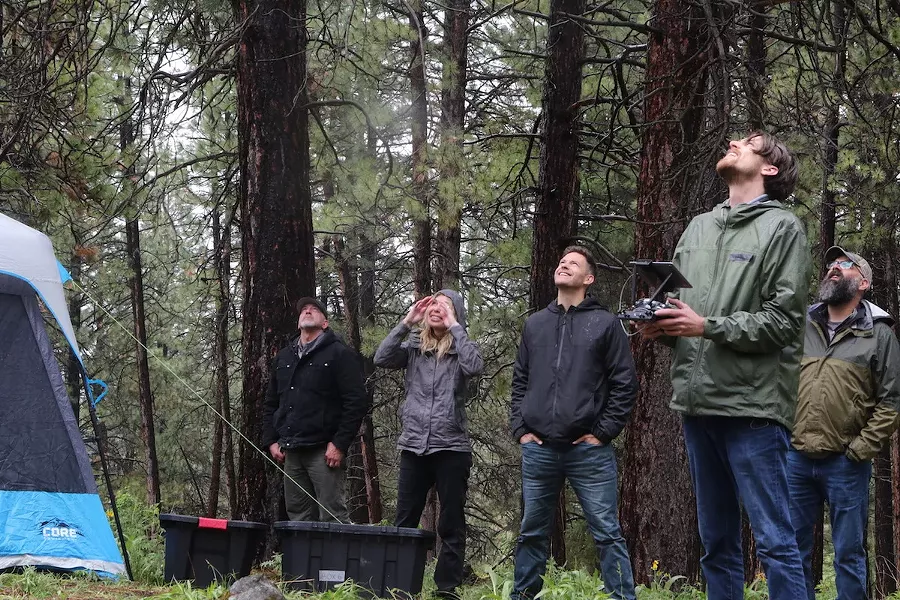 The Expedition Bigfoot team launches a drone for scouting purposes. - COURTESY TRAVEL CHANNEL