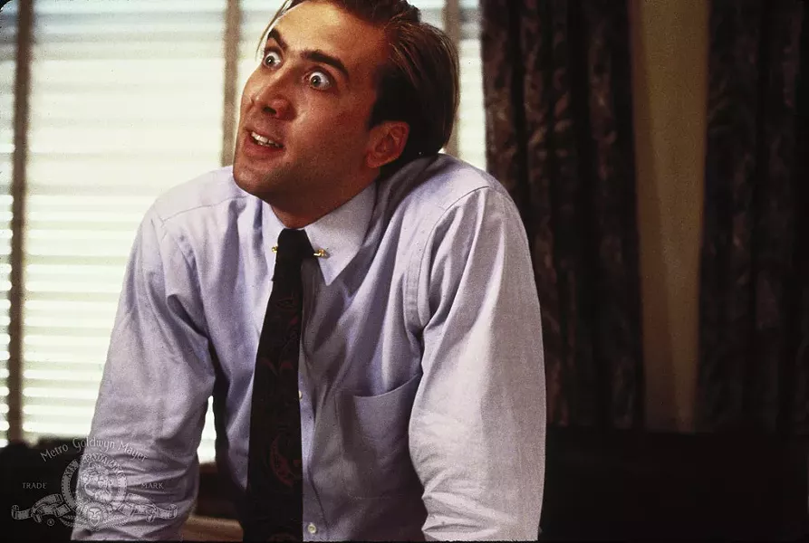 Oh, hey Nicholas Cage! How bout we sit down with you for the next 90 hours or so? A scene from "Vampire's Kiss." - COURTESY MGM