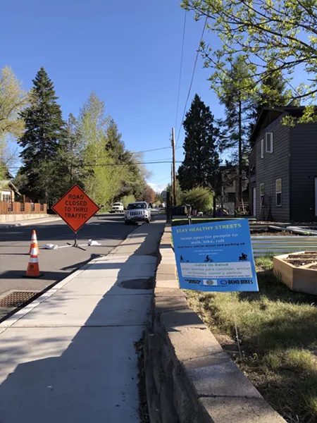Bend Bikes partnered with the City of Bend to install bilingual informational signs on streets designated as "Stay Healthy Streets," including NE 6th and NW 15th, which are also the City's first Neighborhood Greenways. - NICOLE VULCAN