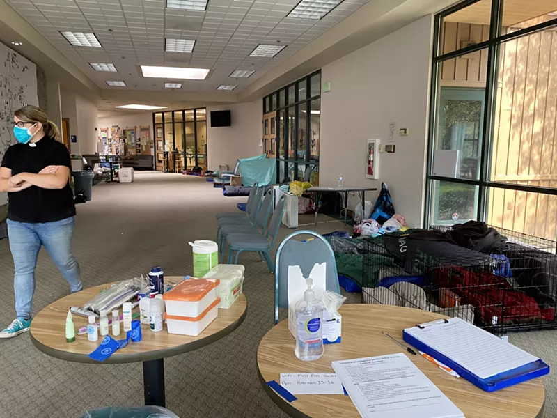 Morgan Schmidt, pastor at First Presbyterian Church, helped to organize a smoke relief shelter at her church this week. - NICOLE VULCAN