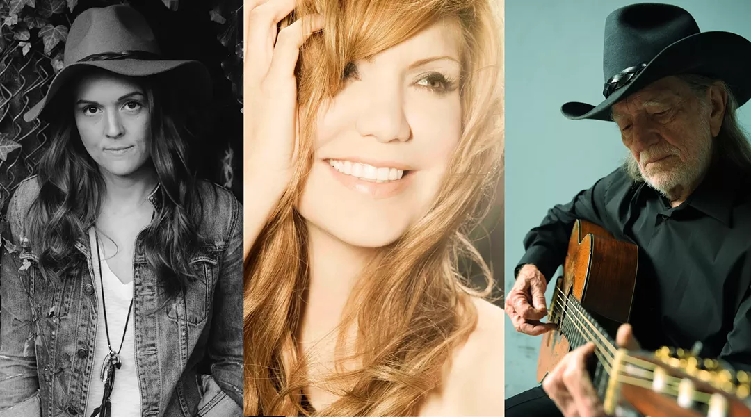 BRANDI CARLILE (PHOTO: DAVID MCCLISTER), ALISON KRAUSS (PHOTO: PRESS HERE NOW), WILLIE NELSON (PHOTO: DAVID MCCLISTER)
