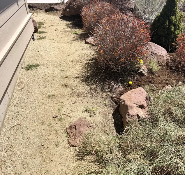 New bark mulch separated from the house with non-combustible decorative gravel. - BEND FIRE DEPARTMENT