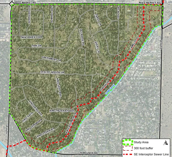 A map of the Septic to Sewer project in Bend. - CITY OF BEND
