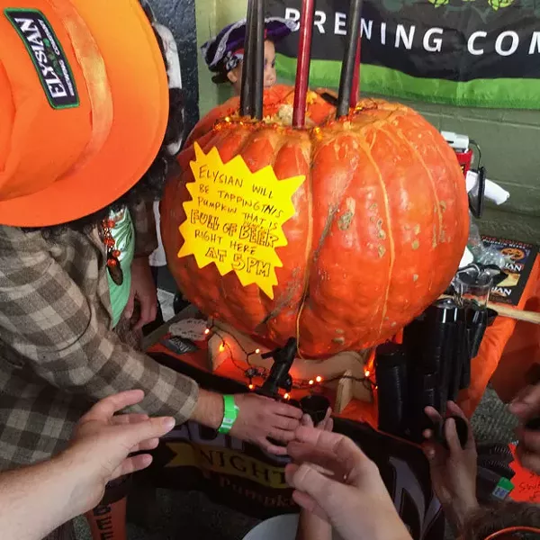 Tapping a pumpkin: The next grand autumn tradition. - PHOTO BY ELYSIAN BREWING