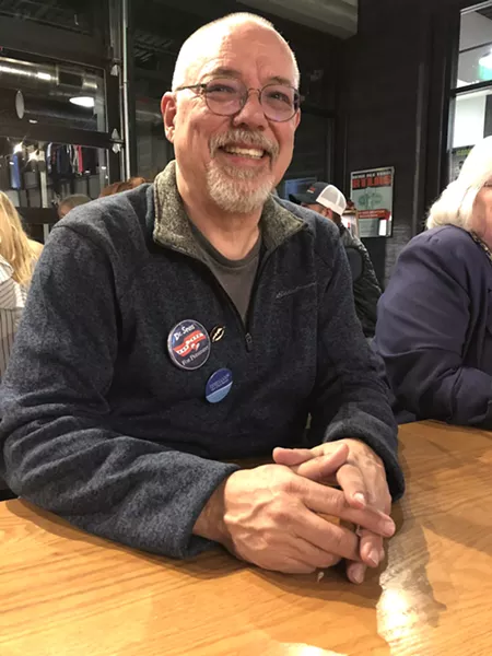 Democrat James Cook waits out the results of a tight race between himself and Republican Patti Adair for Deschutes County Commission, position 3. - CHRIS MILLER