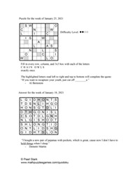 Pearl's Puzzle - Week of Jan. 28