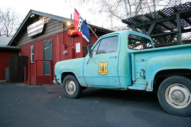 Smith Rock Brewing's iconic blue pickup. - KEELY DAMARA