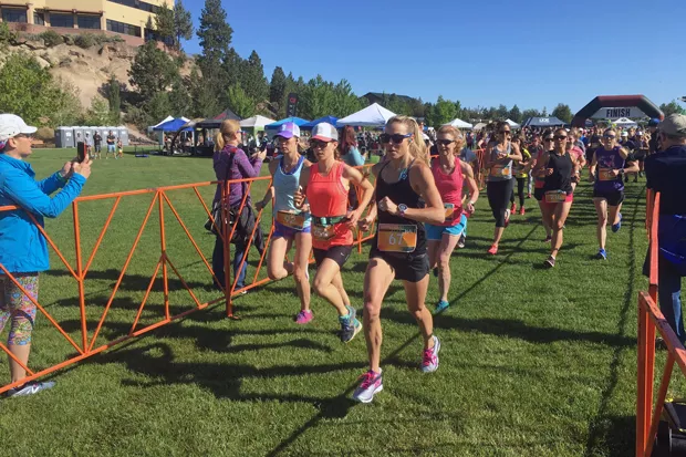 Karyn Woods runs the Happy Girls Run Bend half marathon in May 2018. - COURTESY KARYN WOODS