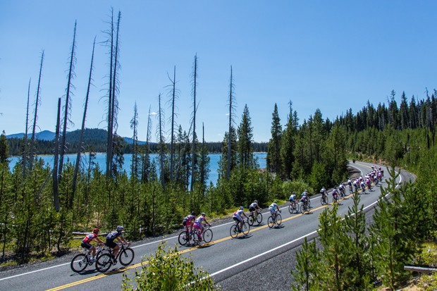 Racers roll along the road during one of the stages of a past Cascade Cycling Classic. - WHIT BAZEMORE