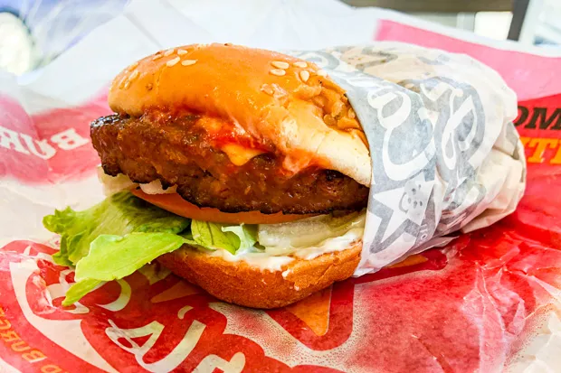 Carl's Jr.'s Beyond Meat burger passes muster, if you're into that drive-thru burger-type thing. - NICOLE VULCAN