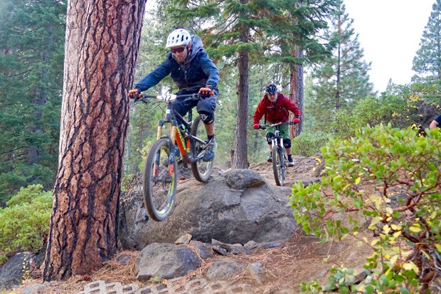 Riders traverse a technical section of trail during a previous Oregon Cancer Bike Out. - SUBMITTED