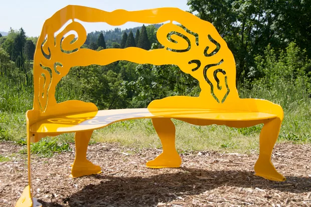 "Contact No. 2 (Bench)," made from powder coated steel. - ALISA LOONEY