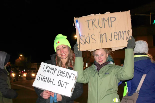 When in Bend, make protest signs that only locals would understand! On Dec. 17, the night before the U.S. House of Representatives voted to impeach President Donald Trump, hundreds of protesters lined the area around NW Greenwood Avenue and Bond Street. The largest crowds gathered outside of the offices of U.S. Rep. Greg Walden (R-OR2) who's retiring this year. The final vote to impeach the president Wednesday was split almost entirely along party lines. - LAUREL BRAUNS