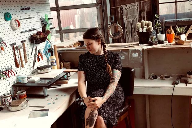 Lauren Stewart in her studio at Mud Lake. - LAUREN STEWART
