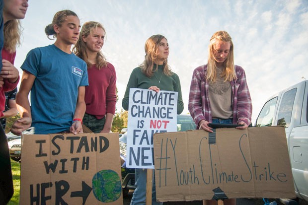 Kira Gilbert&mdash;pictured center right, in a green sweater&mdash;is the co-president of the Bend Senior High School Environmental Club. - AARON DUARTE