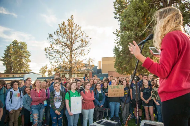 Students at Bend Senior High School walked out of class 45 minutes early on Sept. 27 as part of the Global Climate Strike. - AARON DUARTE