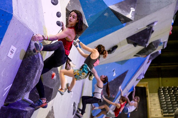 Mira Capicchioni won the Bouldering Youth National Championship in Redmond last year for female youth ages 14-15. - BY LISA CAPICCHIONI