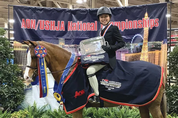 Champion Ella Delgado with her winning pony, C.E. Providence. - COURTESY CASCADES ACADEMY/ELLA DELGADO