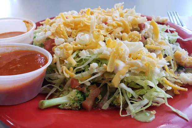 Veggie taco salad from Super Burrito's downtown location. - CAYLA CLARK 