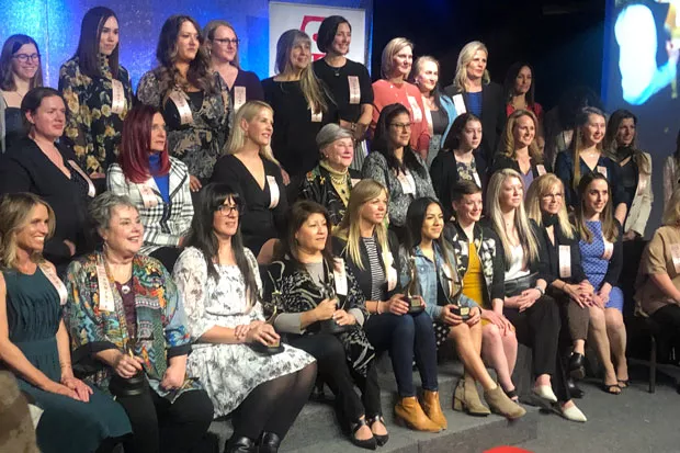 What a crew! Some of the dozens of nominees pose for the camera during the Women of the Year awards at Eagle Mountain Event Center Feb. 28. - NICOLE VULCAN